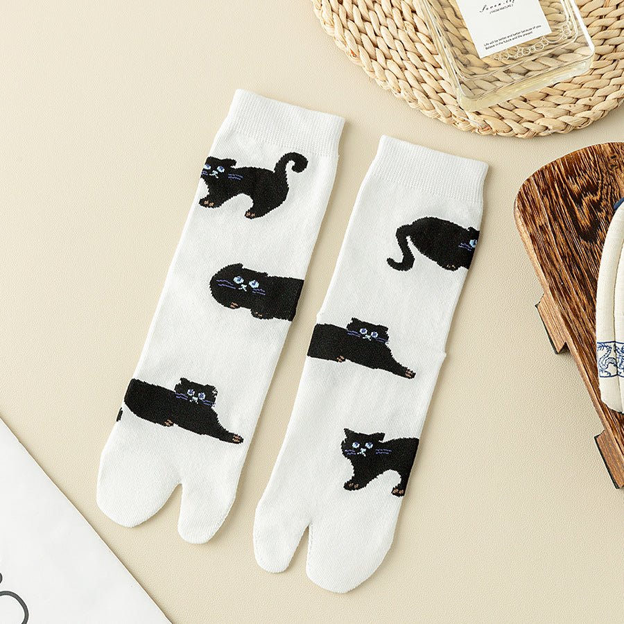 Thumb Toe Pig Hoof Shoes Sheep Hoof Socks Japanese Flower Pattern