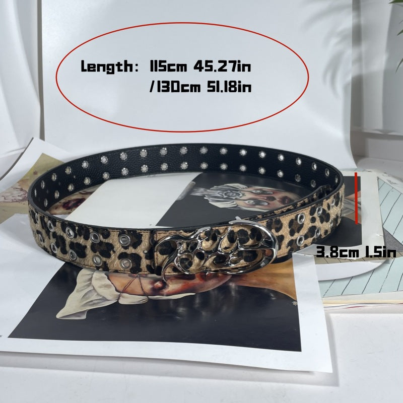 Personality Alien Punk Hollow Eye Rivet Belt Men