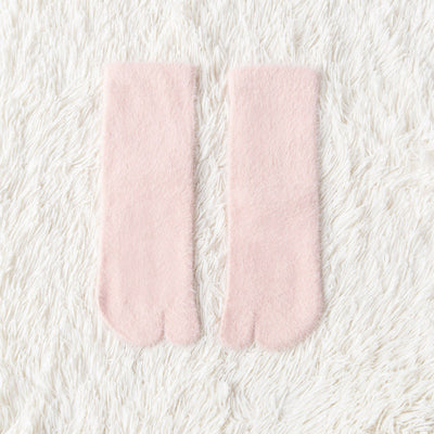 Women's Fleece-lined Thermal Winter Toe Socks Mid-calf Thick Warm
