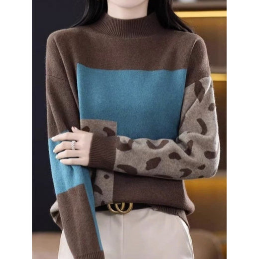 Womens Half-Turtleneck Color-Block Base Layer Top Extra-Soft And Thick