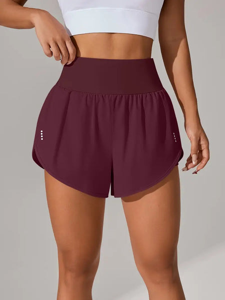 Loose-fitting High-waisted Ruffled Yoga Shorts