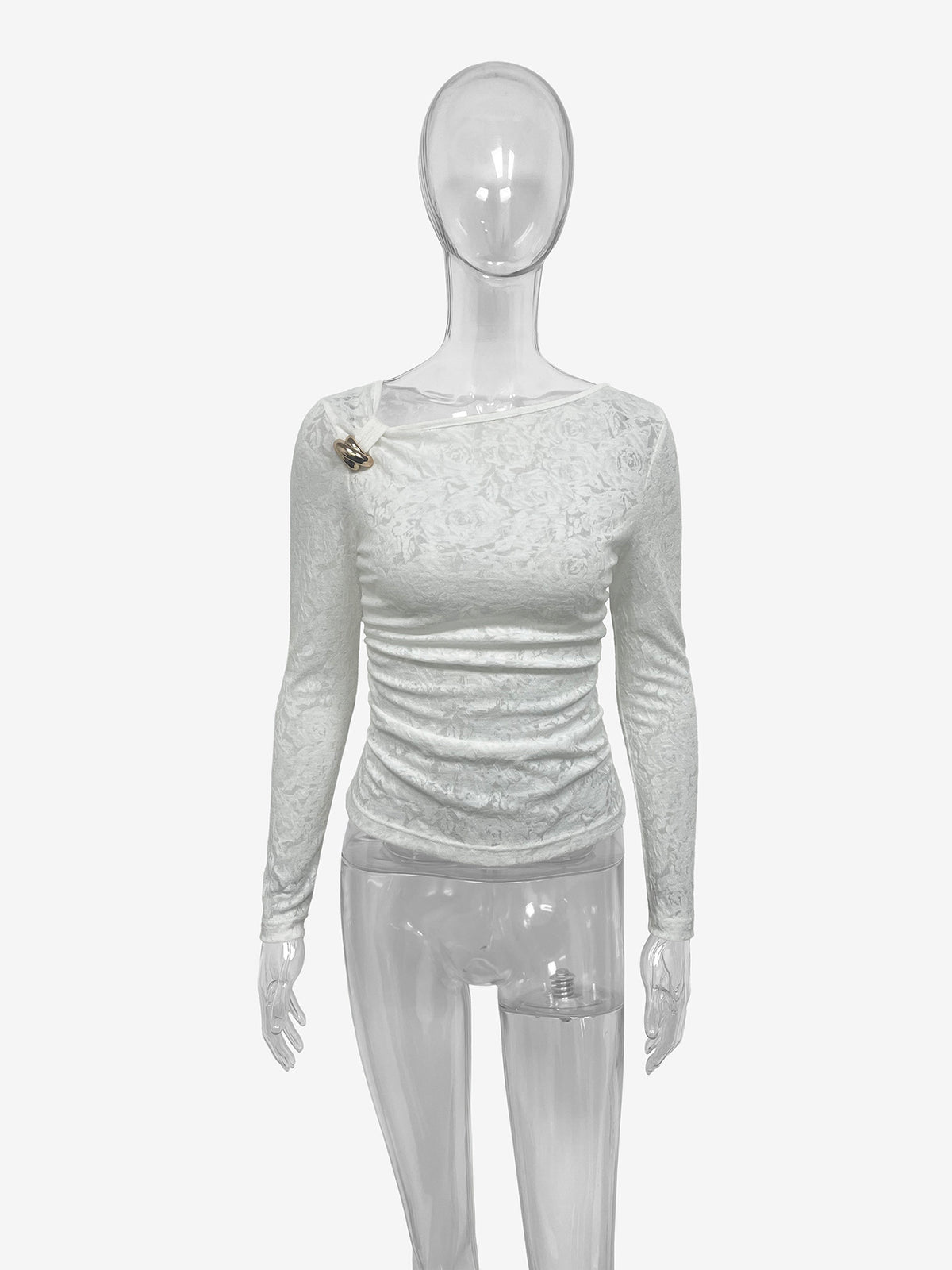 New Womens Versatile Long-sleeve Top With An Irregular Sheer Design