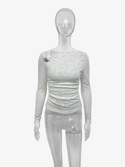New Womens Versatile Long-sleeve Top With An Irregular Sheer Design
