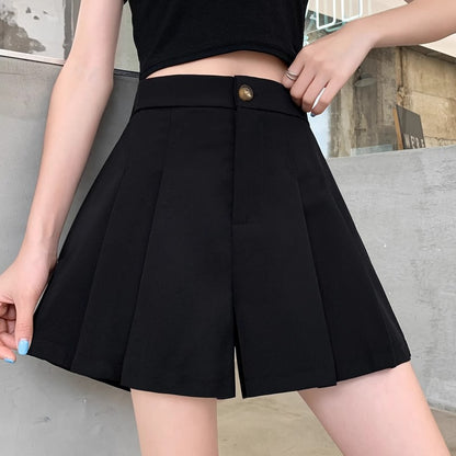 Stretchy High-waisted Pleated Wide-leg Casual Pants That Slim The Figure And Are Versatileperfect As An A-line Hot Pant