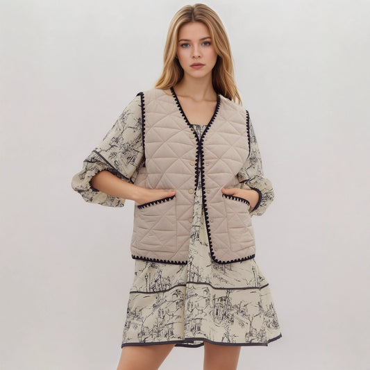 Autumn Winter Women's Cotton Padded Vest With Designer Style