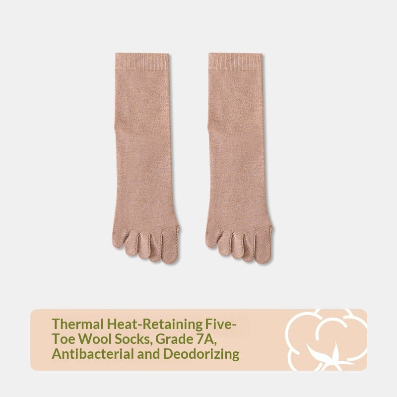Wool Five-toe Women Mid-calf Five-toe Socks Winter Warm Long Winter Ladies Anti-slip Thickened Stockings