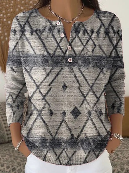 Buttoned Long-Sleeve Hoodie AutumnWinter Printed Fashionable & Unique Casual Sweater Coat For Women