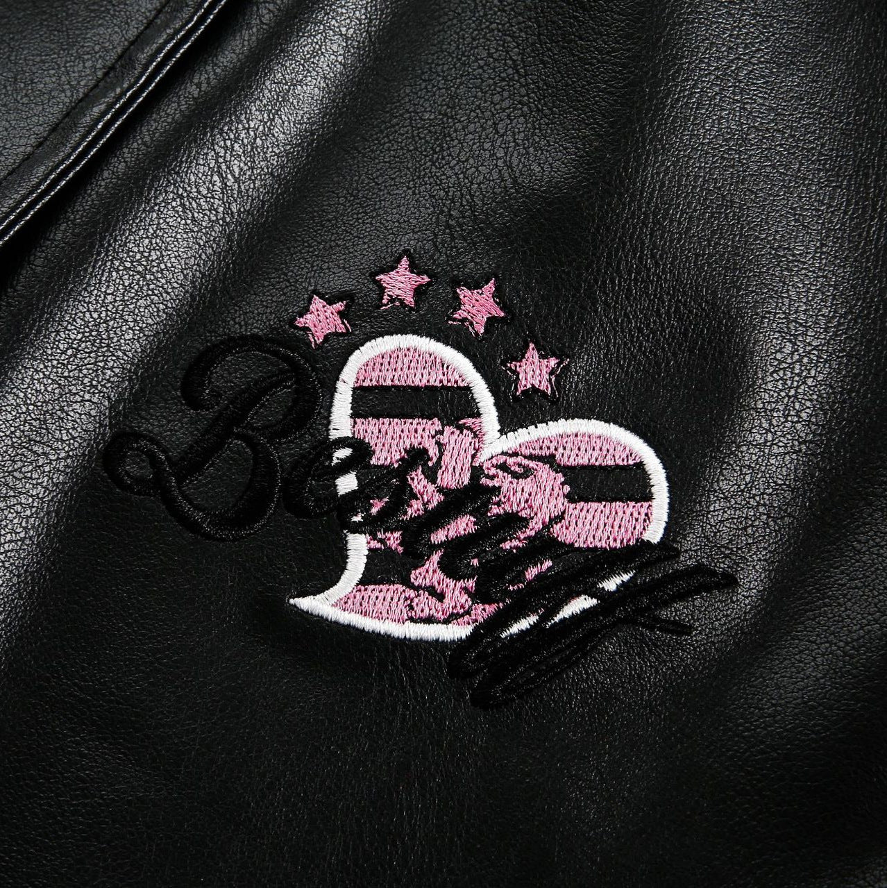 Women's Street Black Lace Love Number Embroidered Lapel Jacket