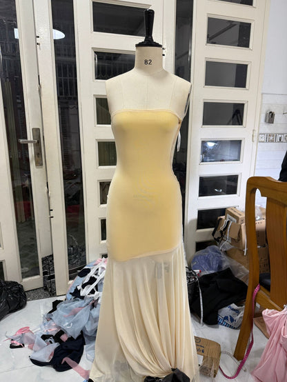 Solid Color Chest-wrapped Mesh Dress Sleeveless
