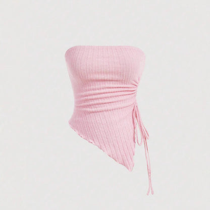 Women's Solid Color Tie-wrapped Bustier Top