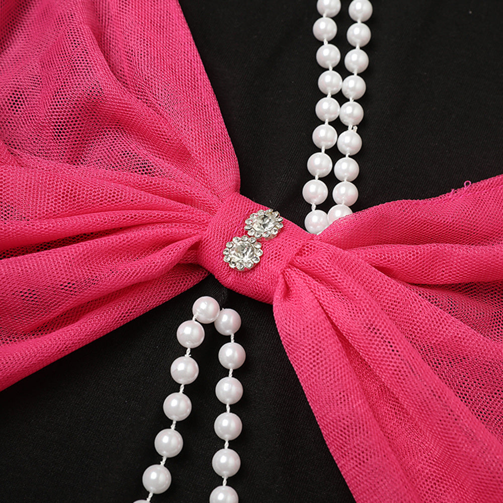 Women's New Arrival Niche Loose Pullover Top With Pearl Chain