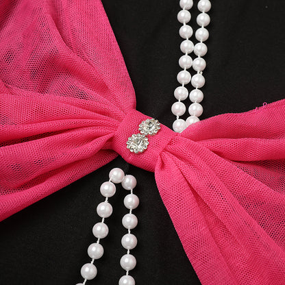 Women's New Arrival Niche Loose Pullover Top With Pearl Chain