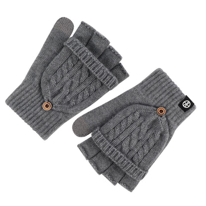 Flip-up Dual-use Half-finger Gloves For Womencold-proof And Warm-keeping