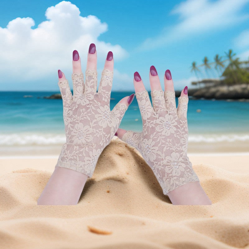 Half Finger Lace Sun Protection Gloves For Women Summer