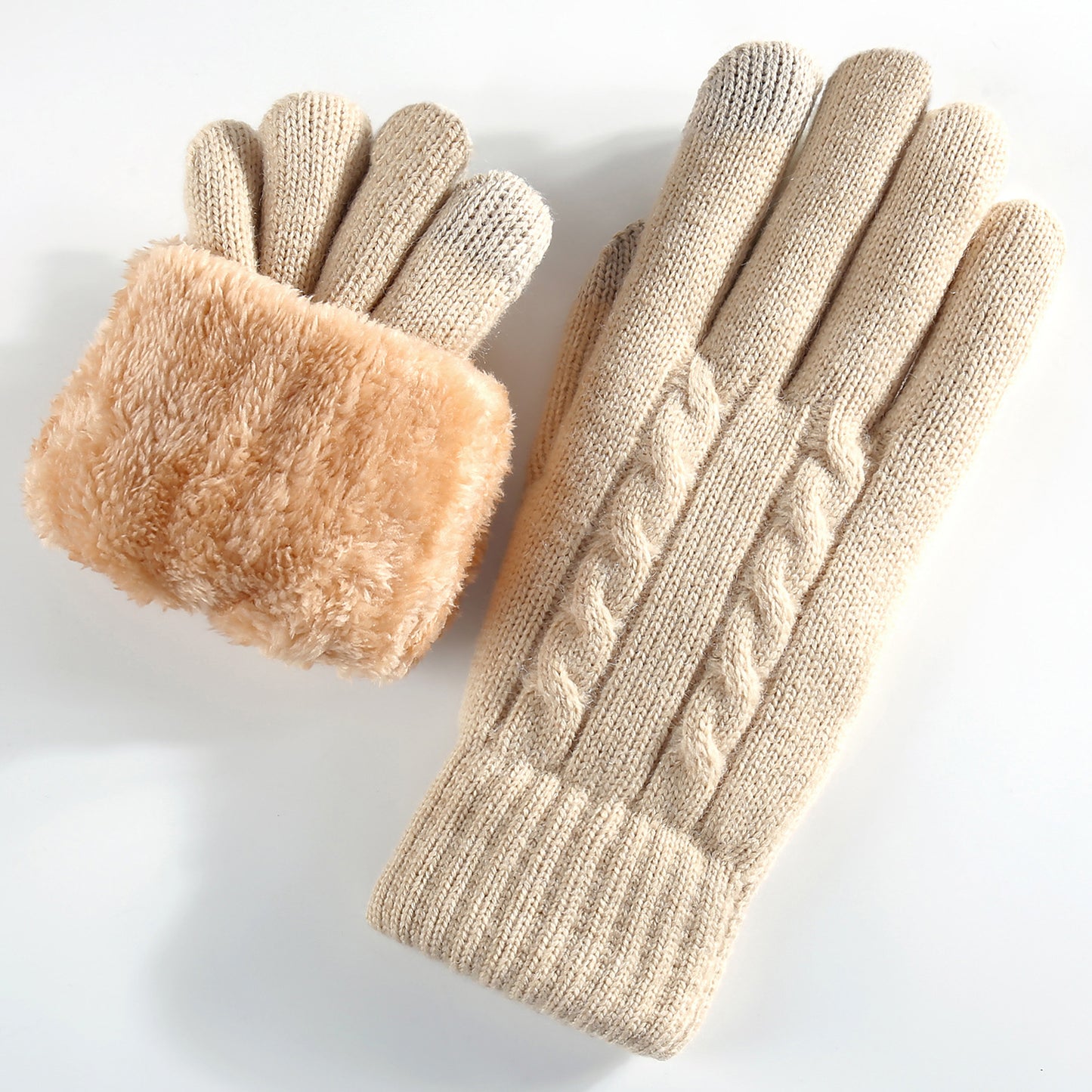 Double-layer Fleece-lined Warm And Cold-proof Knitted Gloves