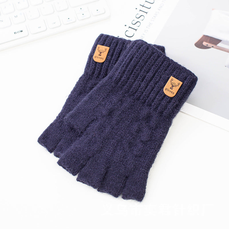 Half-finger Alpaca Wool Warm Knitted Gloves