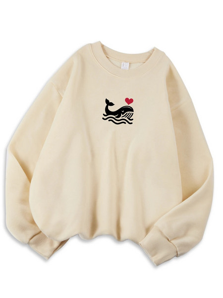 Womens Casual Sweatshirt With Print Cozy Hoodie For Fall Soft Wool Blend