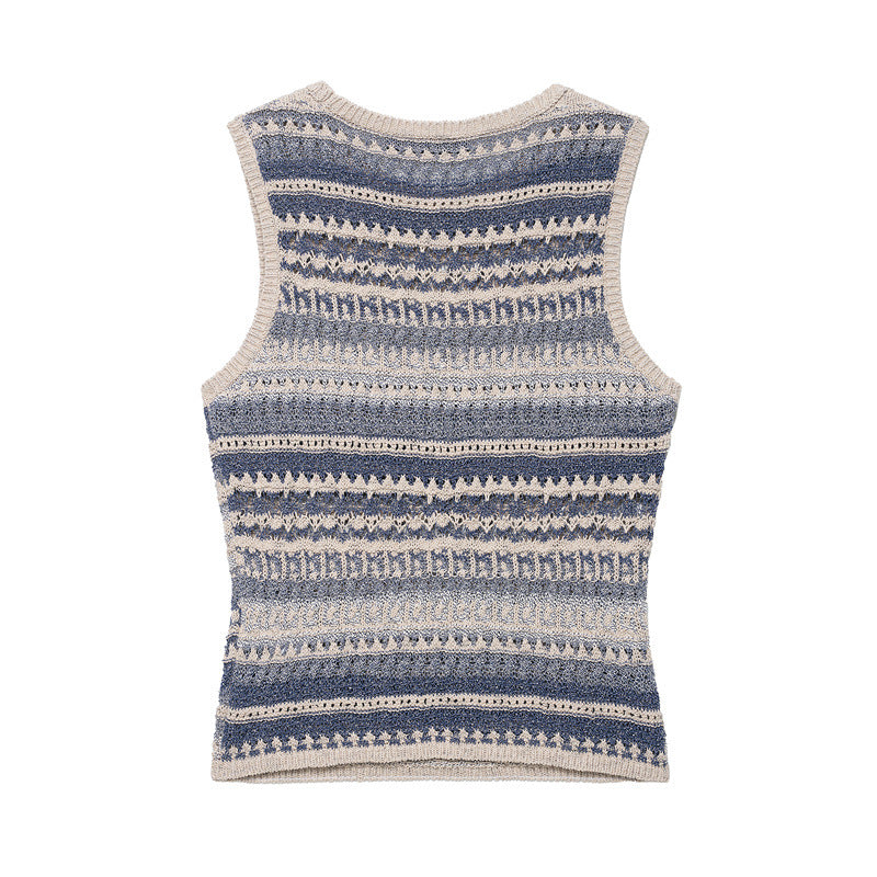Women's Casual Striped Knitted Sleeveless Top