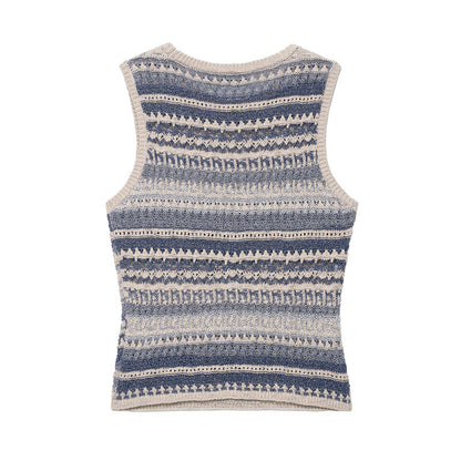 Women's Casual Striped Knitted Sleeveless Top