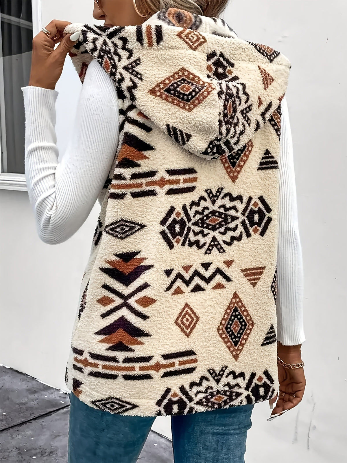 Women's Double-sided Printed Hooded Vest