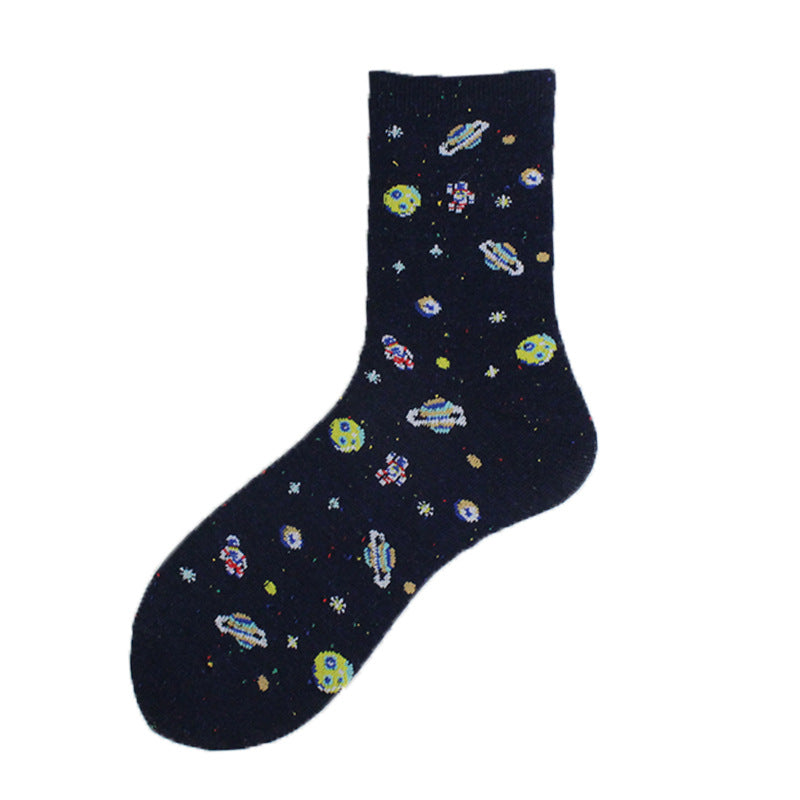 Women's Cotton Socks Cosmic-themed Creative Floor-length Stockings