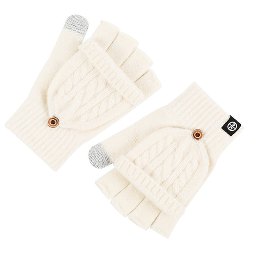 Flip-up Dual-use Half-finger Gloves For Womencold-proof And Warm-keeping
