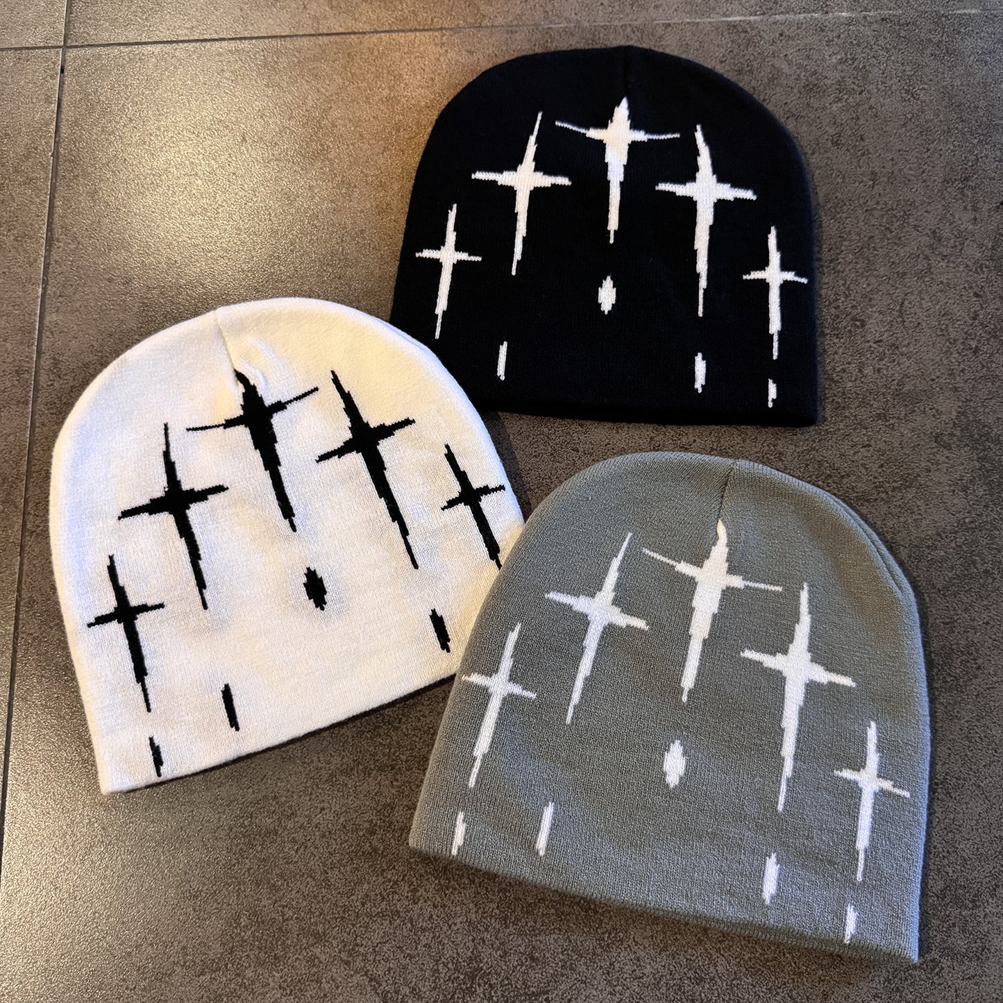 Starry Y2K Trendy Retro Knit Unisex Cross Knit Cap