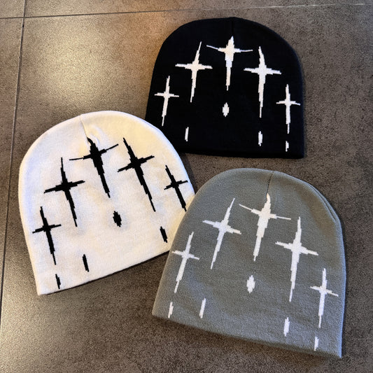 Starry Y2K Trendy Retro Knit Unisex Cross Knit Cap
