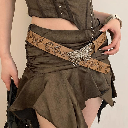 Women's Metal Butterfly Decorative Belt With Skirt And Jeans