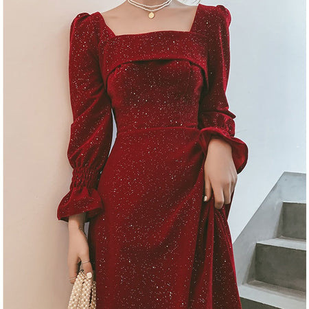 Bridal Toast Attire Red Autumn Party Look