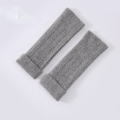 Knitted Fingerless Wool-blend Thermal Knit Gloves
