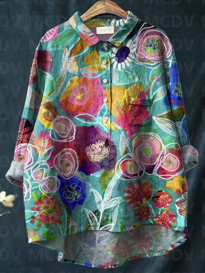 Womens Casual Long-sleeve Shirt Top