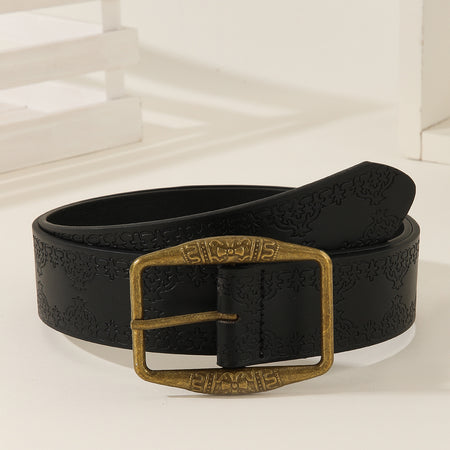 New Retro Embossing Belt Brown Alloy Ethnic Style