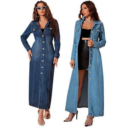 Denim Button Cardigan Jacket Dress