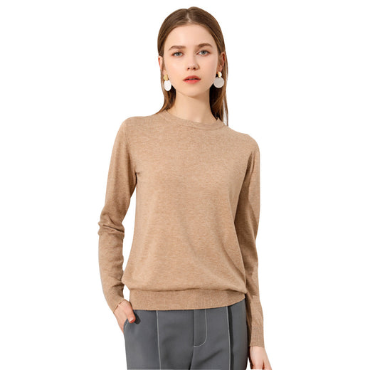 Lightweight Long-sleeve Crew-neck Wool Knit Sweater