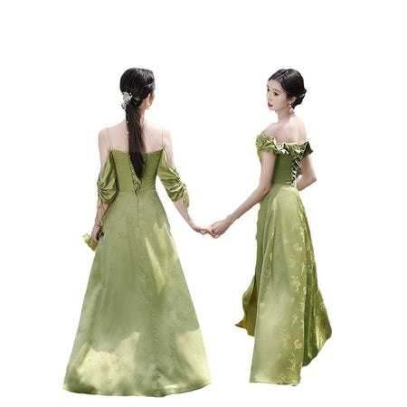 Green National Style Element Bridesmaid Dress