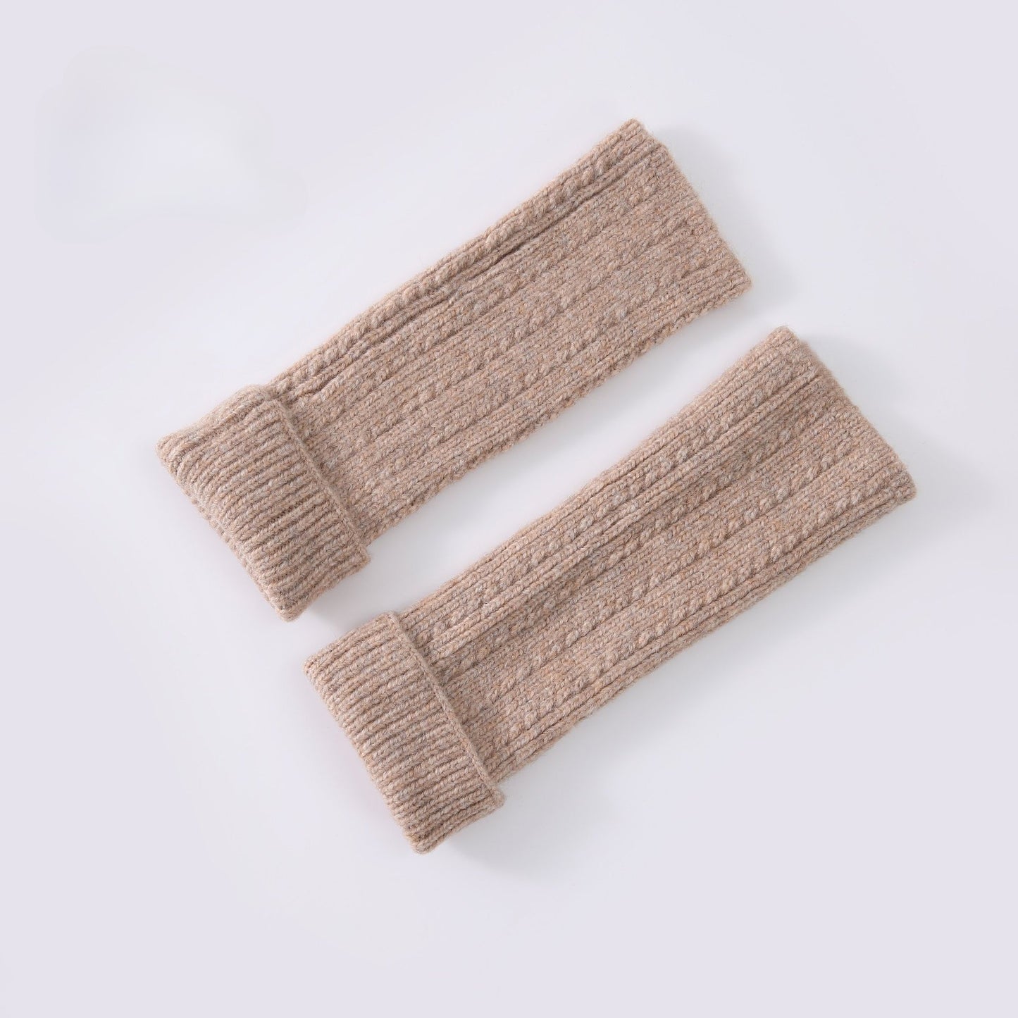 Knitted Fingerless Wool-blend Thermal Knit Gloves