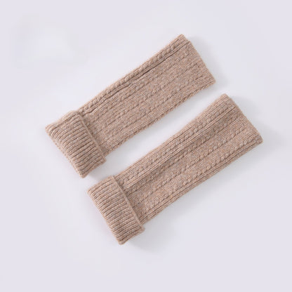 Knitted Fingerless Wool-blend Thermal Knit Gloves
