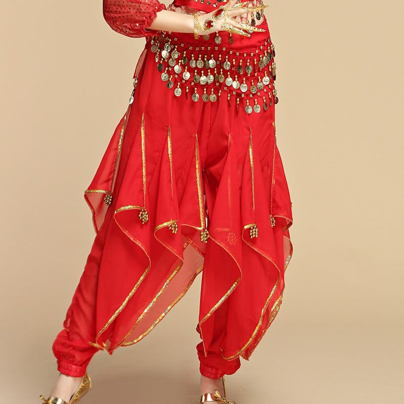 Children's Creative Leg Binding Glitter Chiffon Pants