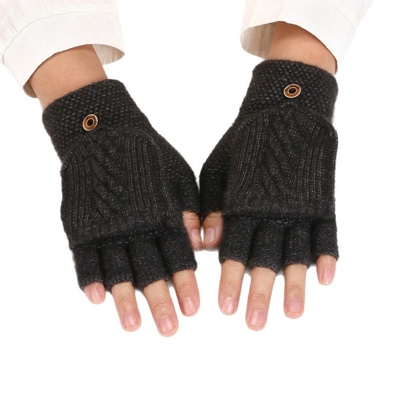 Women's Korean-style Thickened Thermal Knit Gloves In Solid Colors For Winter