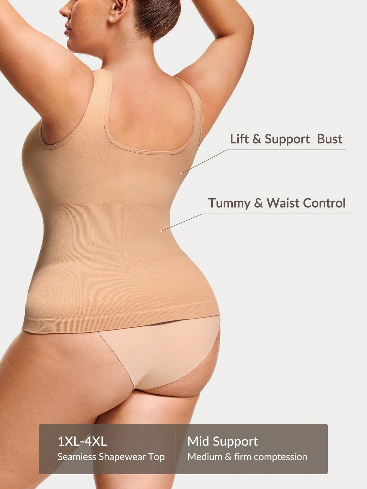 Women's Firm Control Tank Camisole - Bust Support & Tummy Waist Contour
