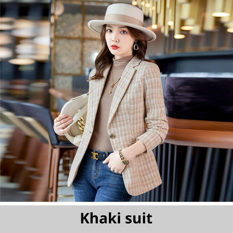Casual Plaid Autumn Western Style Women's Clothing Long Coat