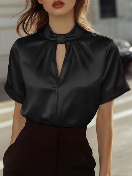 Women's Satin Short-sleeve Top Shirt
