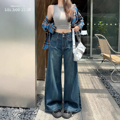 Womens Dark Blue Straight-leg Jeans