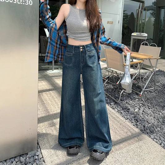 Womens Dark Blue Straight-leg Jeans
