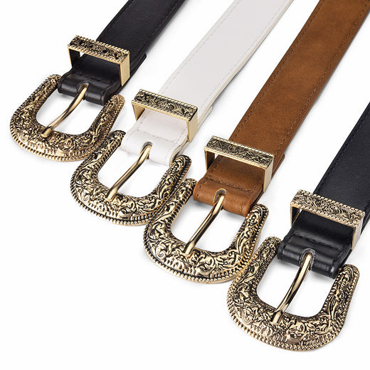Fashion Retro All-match Carved Buckle European And American Belt