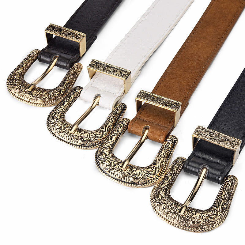 Fashion Retro All-match Carved Buckle European And American Belt