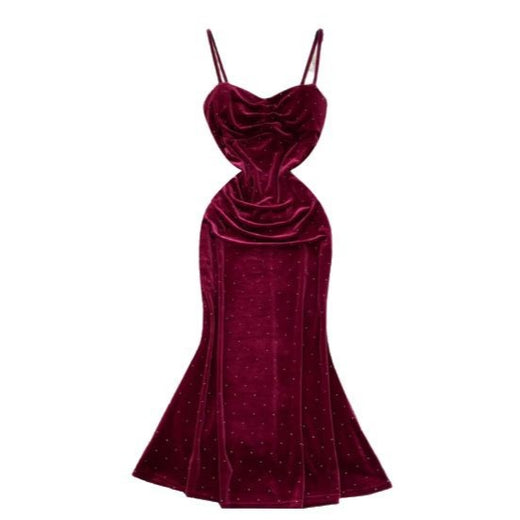 Women's Sexy Socialite Pleated Waist Tight Suspender Dress