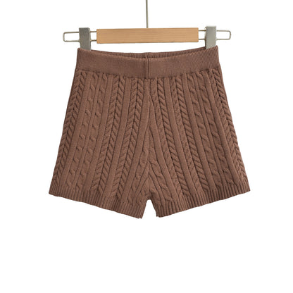 Versatile Solid-Color Tight Knitted Shorts
