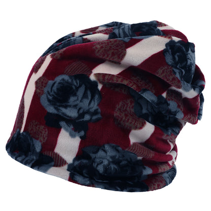 Double-layer Short-pile Bonnet With Multi-colored Plaid Pattern